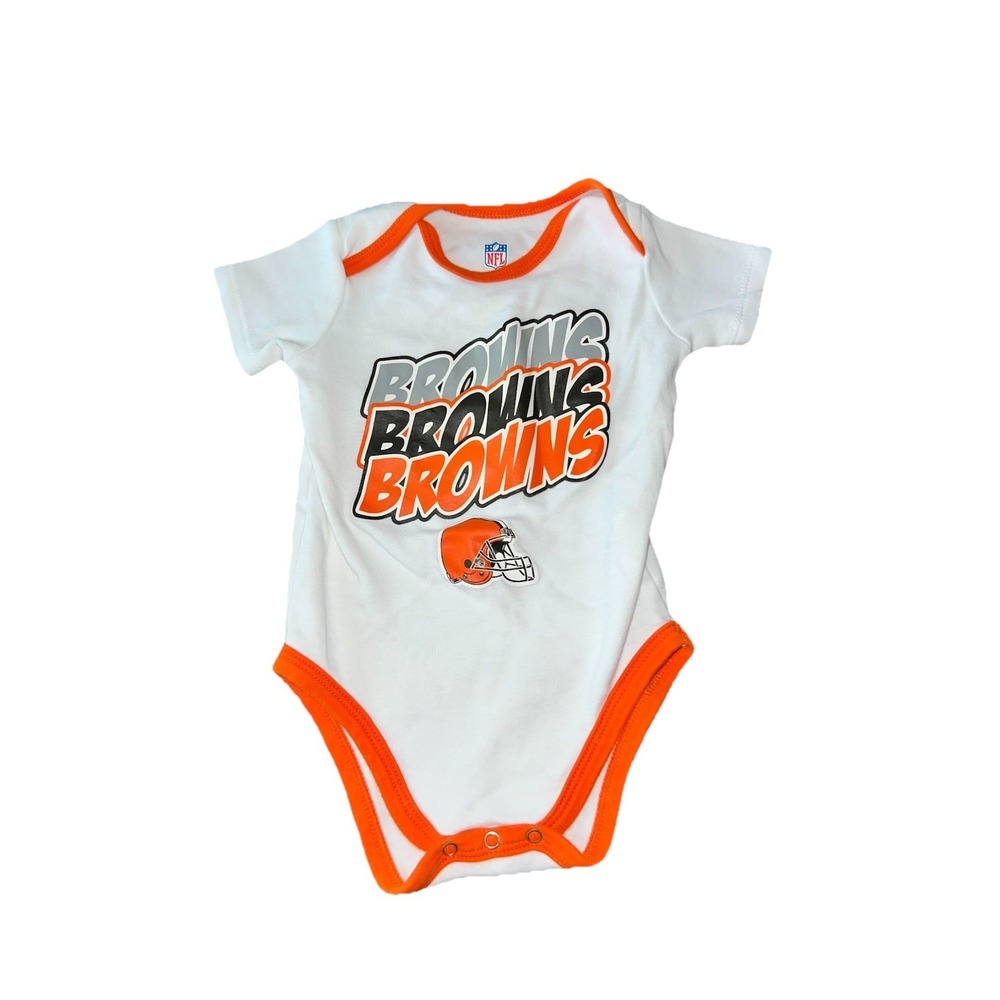 NFL Cleveland Browns Baby Bodysuit 3-6M White‎ Orange EUC Football